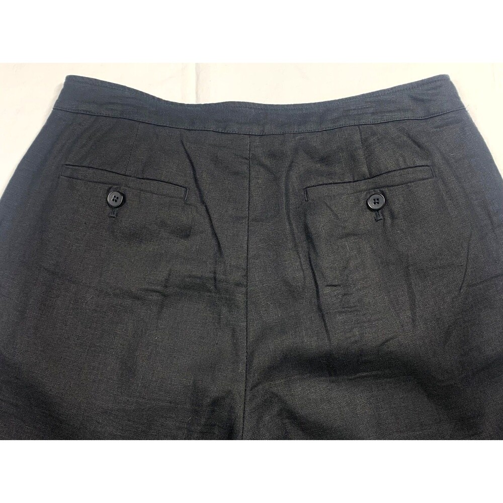 Banana Republic 100% Linen Wide Leg Pants 12L Black Tall High Rise Pleated Work - Picture 10 of 10